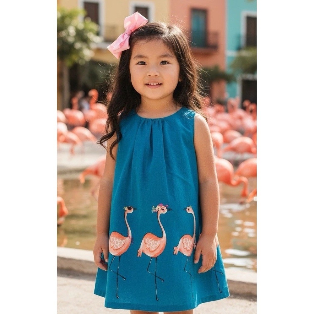Gymboree Sunny Adventure Girls Summer Flamingo Dress Size 3T Zoo Animal‎ Kingdom